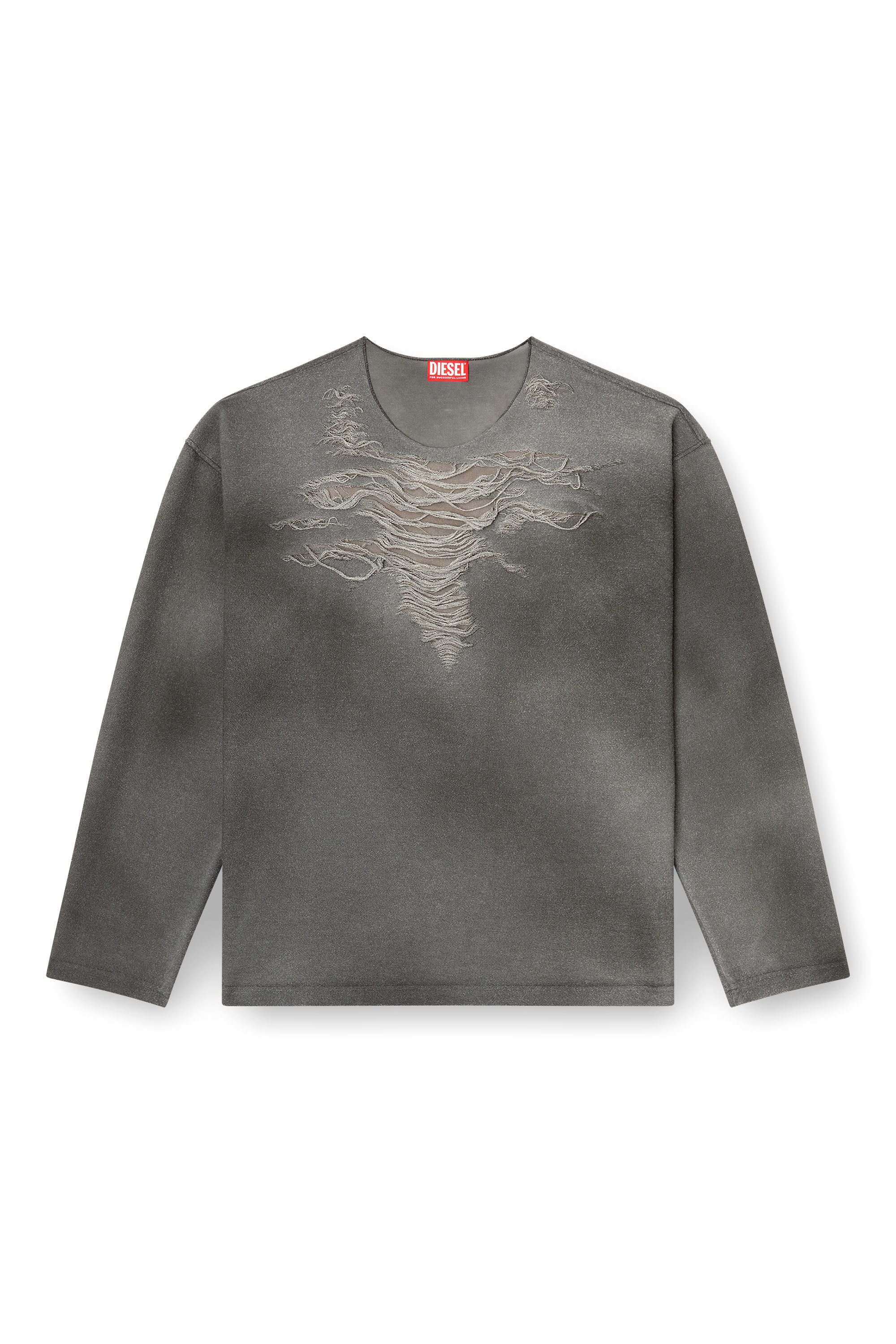Diesel - S-RUBEN, Herren Sweatshirt mit vielgetragener Vorderseite in Grau - 2