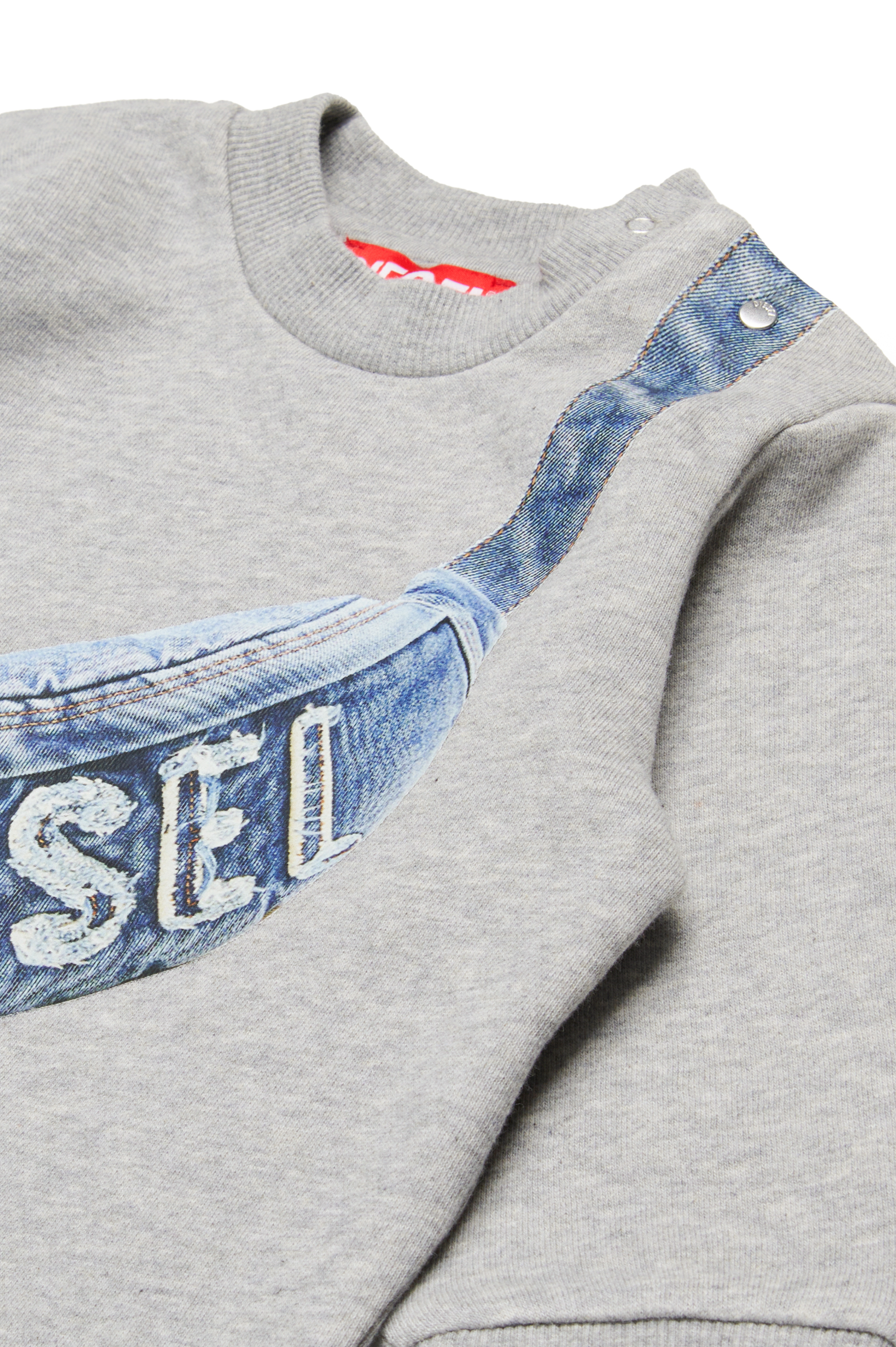 Diesel - SGIBBIB, Felpa con borsa stampata Uomo in Grigio - 3