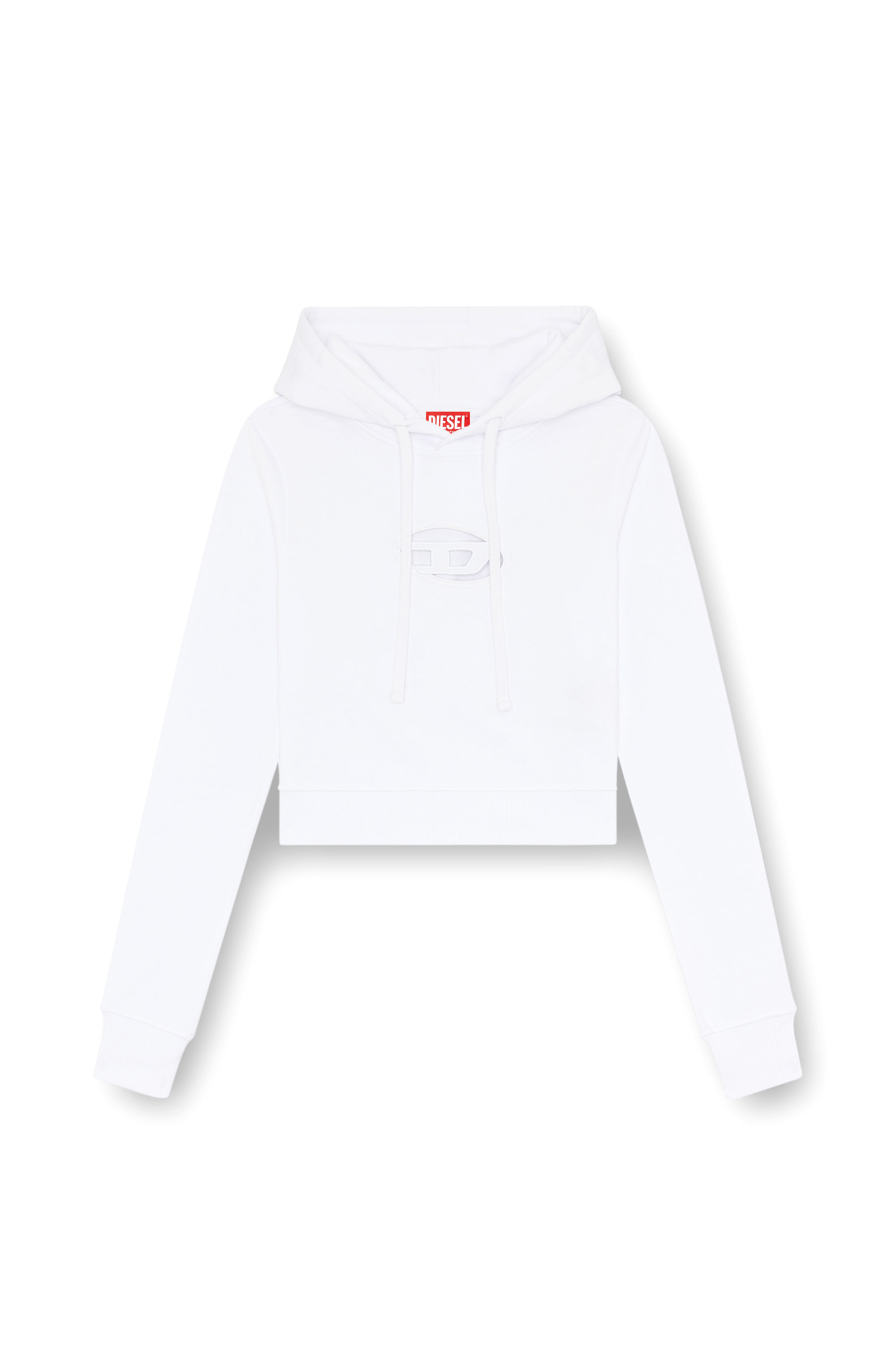 Diesel - F-SLIMMY-HOOD-OD, Damen Hoodie mit ausgeschnittenem Oval D-Logo in Weiß - 3