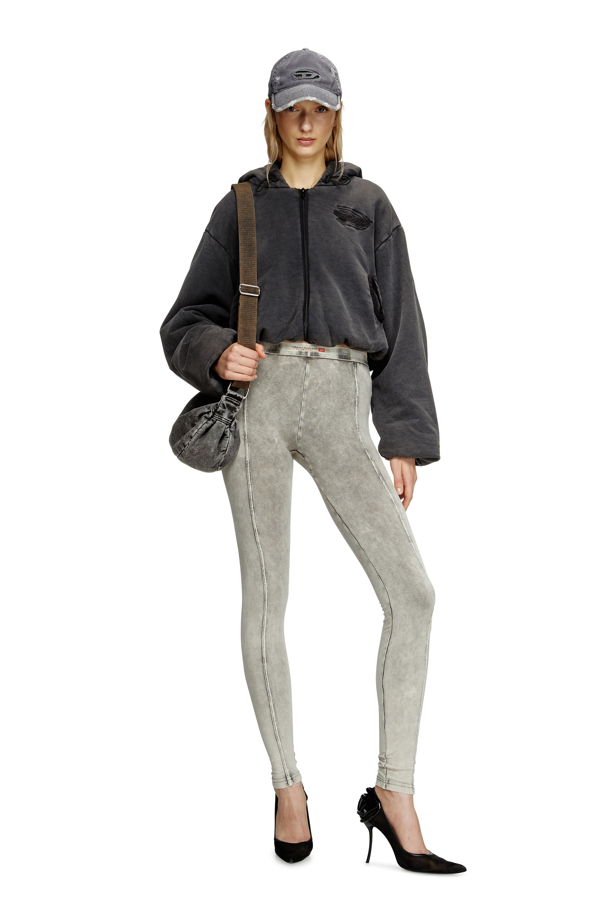 Diesel - F-ENERDÌ, Damen Verkürzter Hoodie mit Reißverschluss in Schwarz - 2
