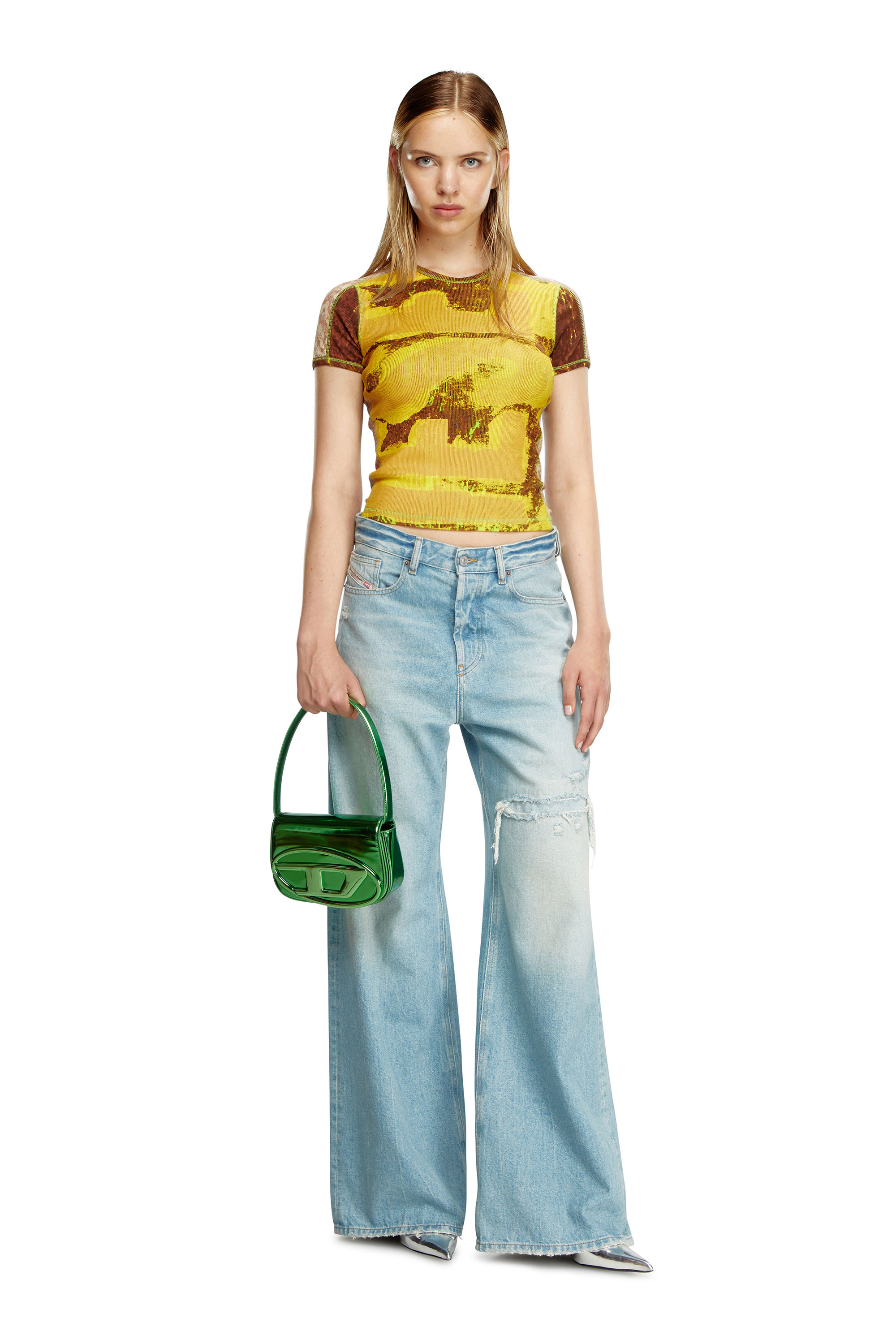 Diesel - 1DR, 1DR-Sac iconique à bandoulière en cuir effet miroir Femme in Vert - 2