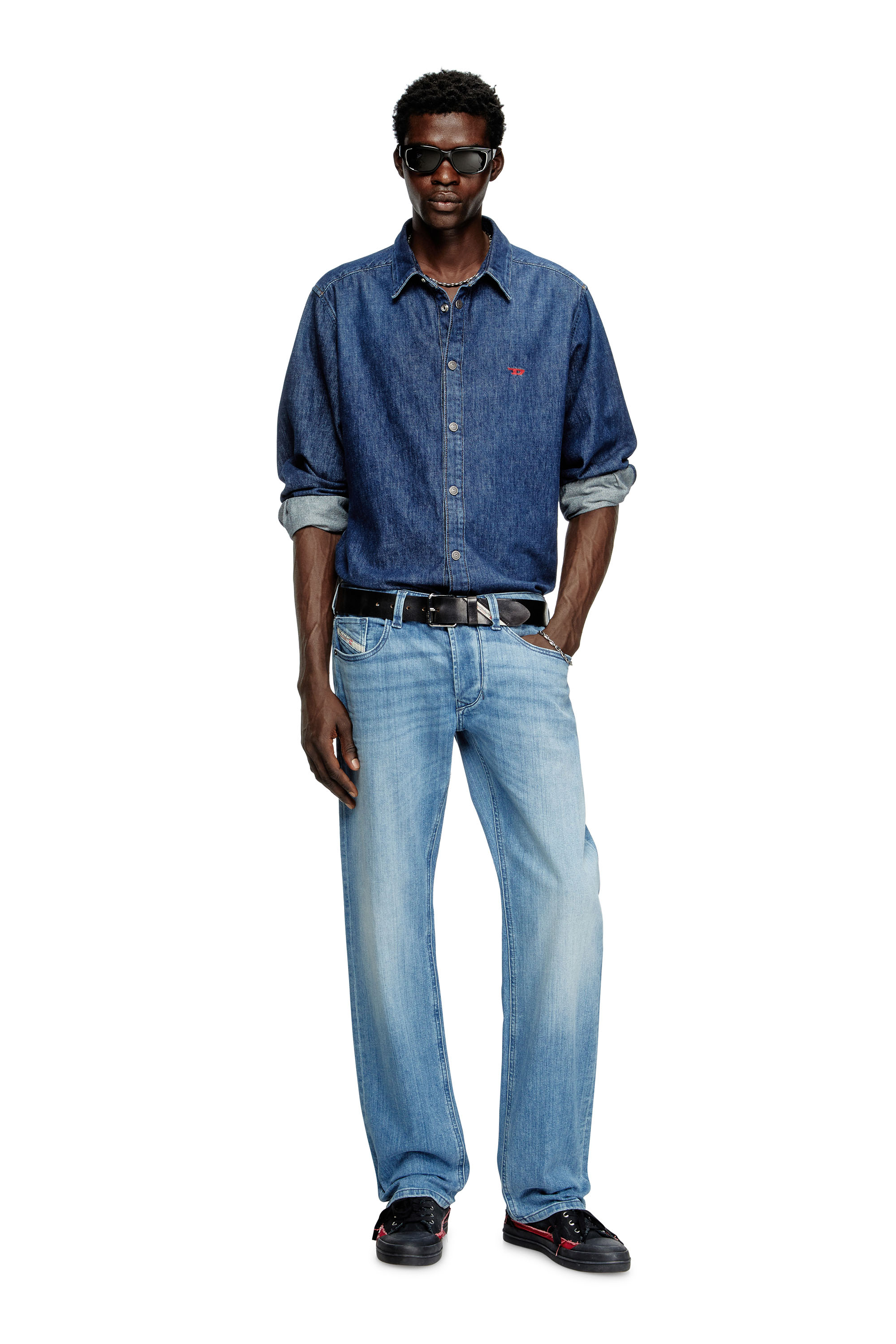 Diesel - D-SIMPLY, Herren Shirt aus Denim in Dunkelblau - 2