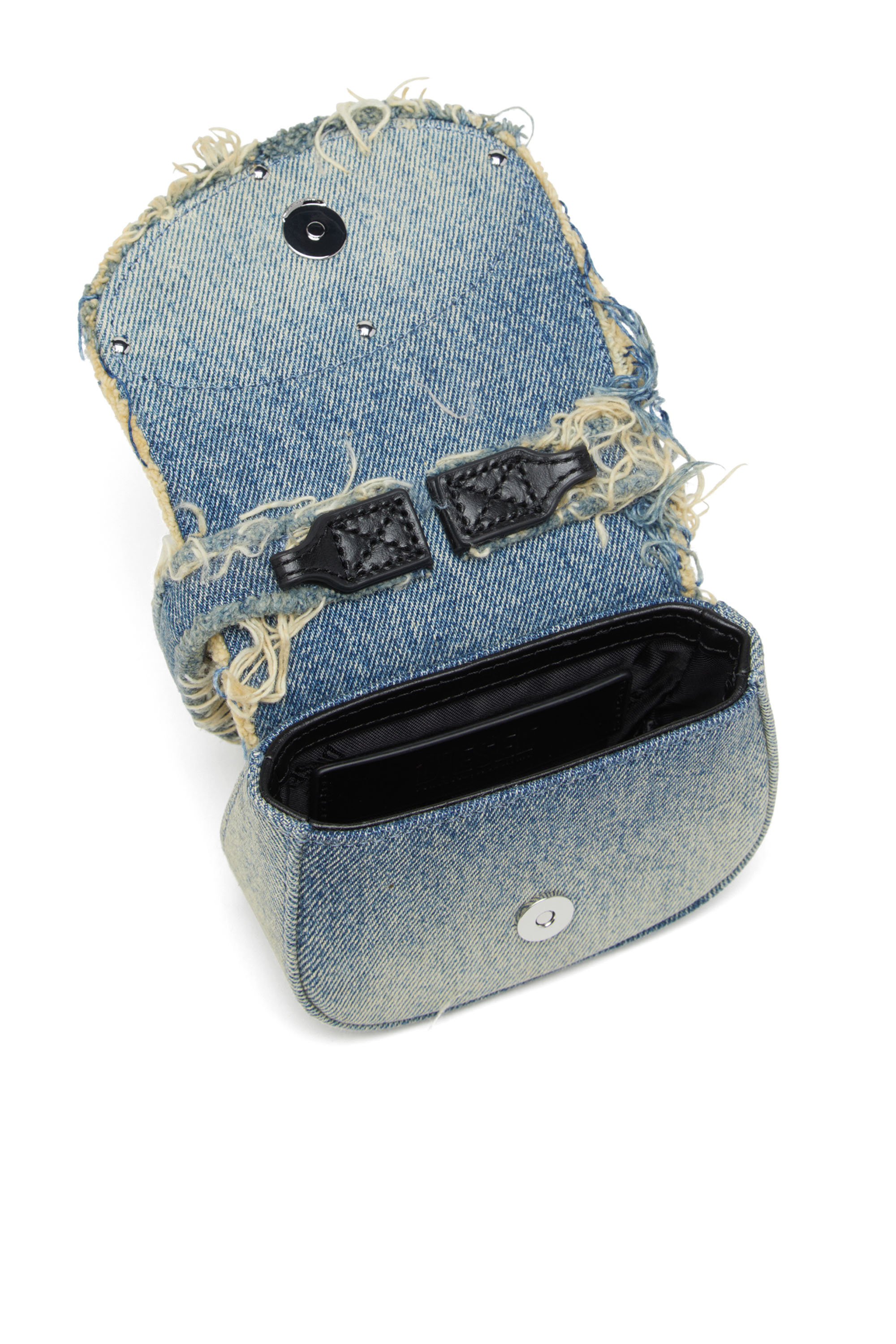 Diesel - 1DR XS, 1DR XS-Mini sac iconique en denim et cristaux Femme in Bleu - 4