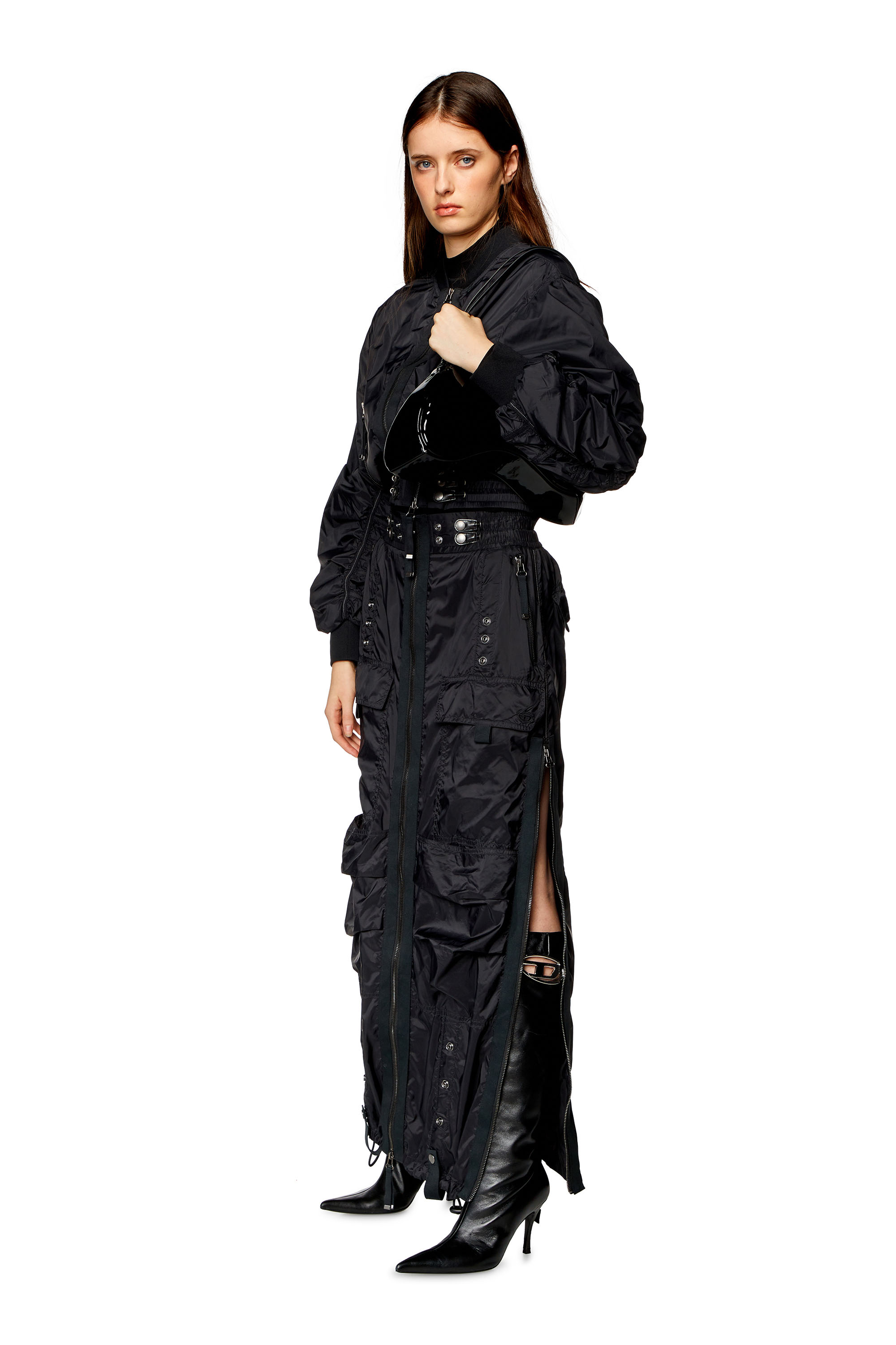 Diesel - O-CREP, Damen Langer Rock mit Cargotaschen in Schwarz - 2