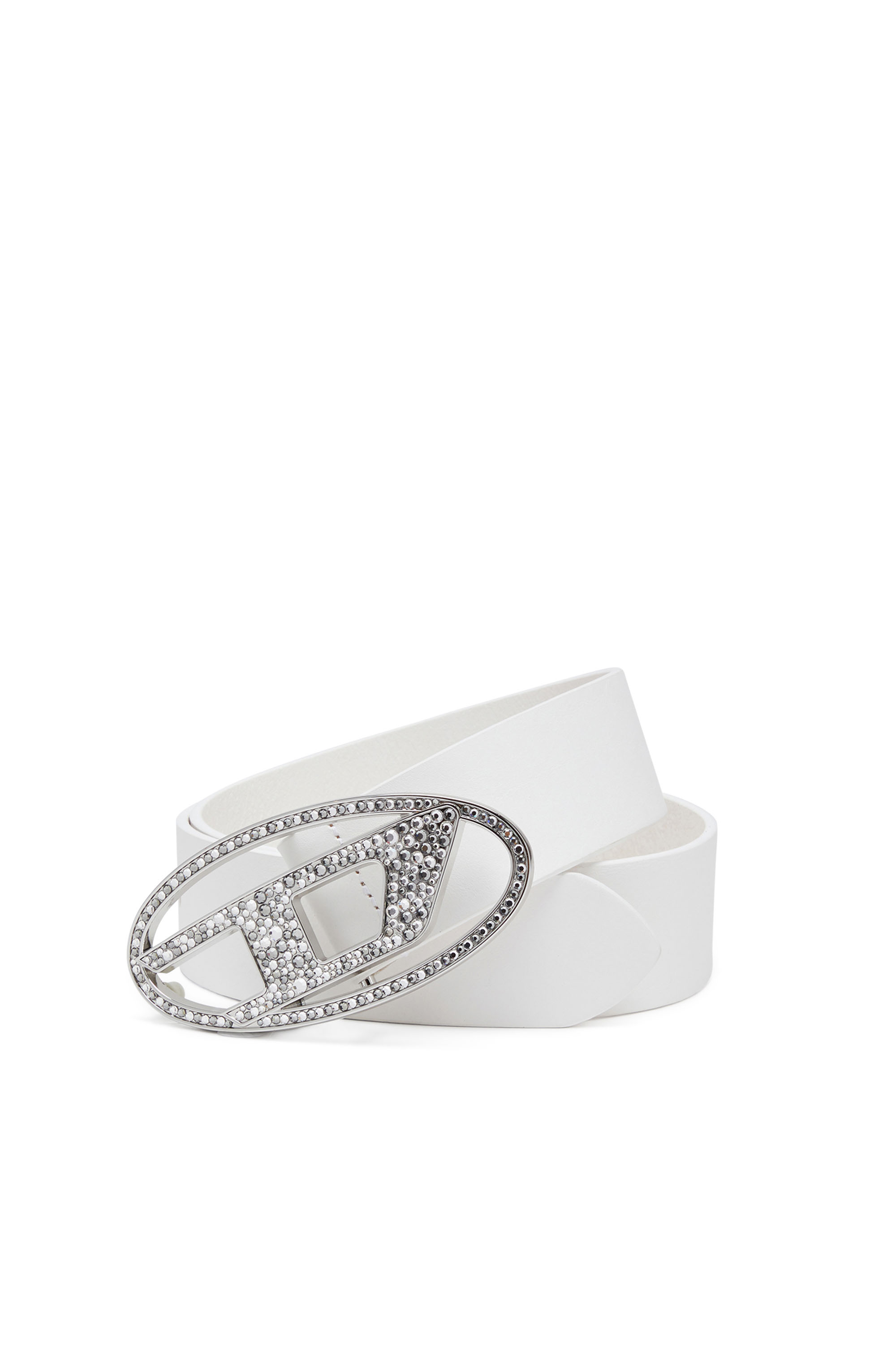 Diesel - B-1DR STRASS, Ceinture en cuir ornée de strass Femme in Blanc - 3