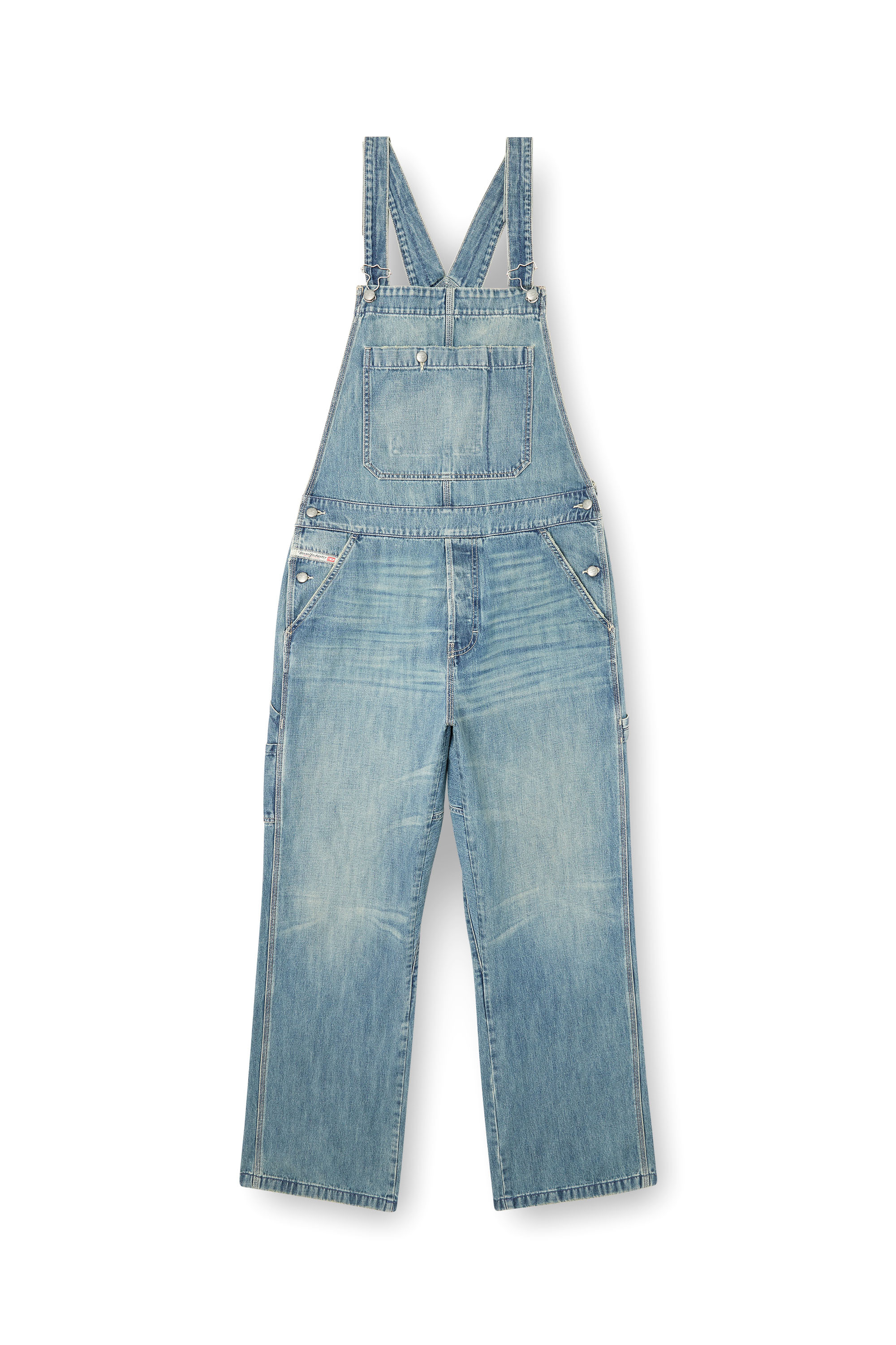 Diesel - D-FRAMU-U, Unisex Utility-Latzhose aus Denim in Hellblau - 3