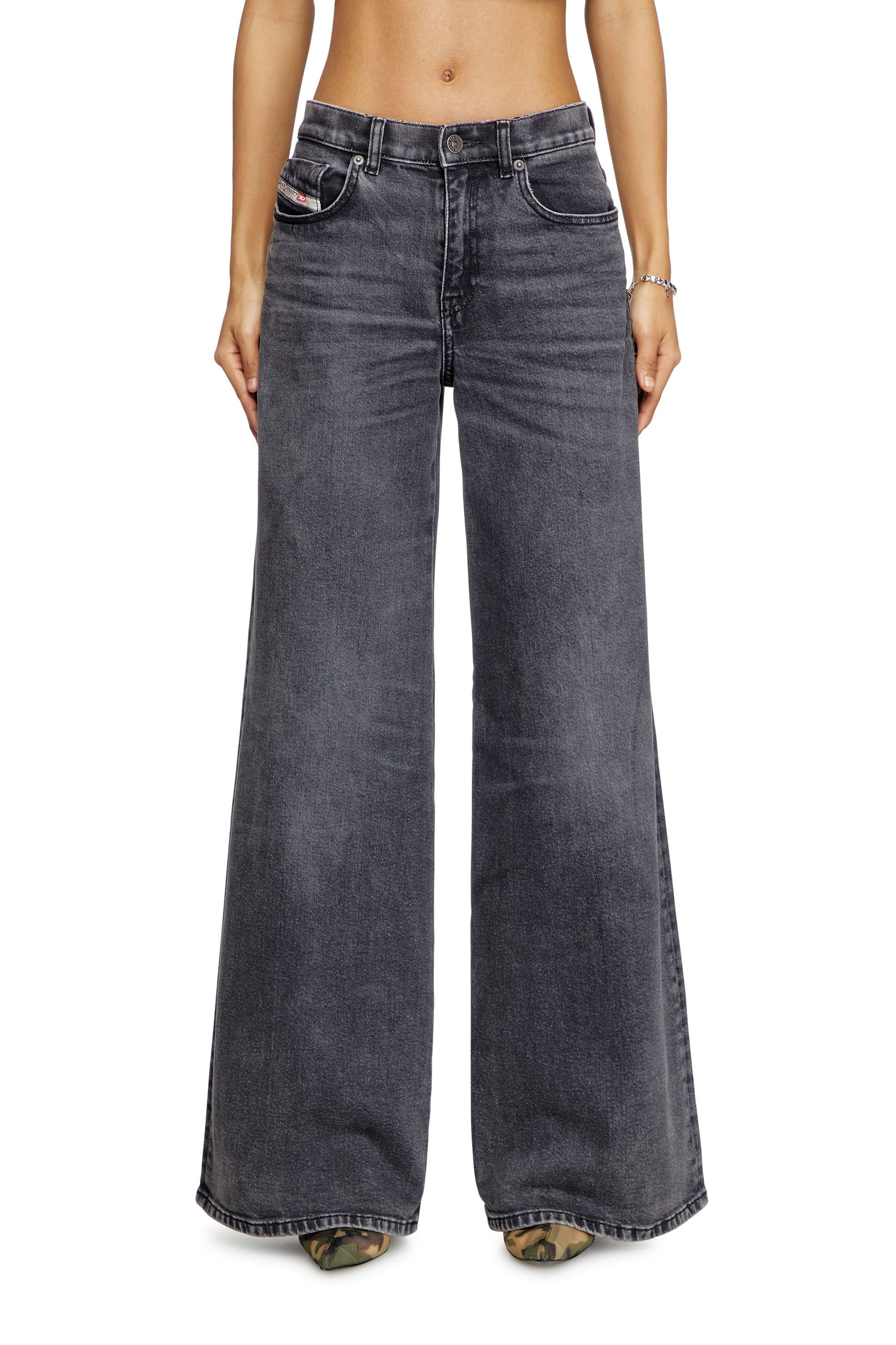 Diesel - Flare Jeans 1978 D-Akemi 0CLBG Donna, Nero/Grigio scuro - Image 2