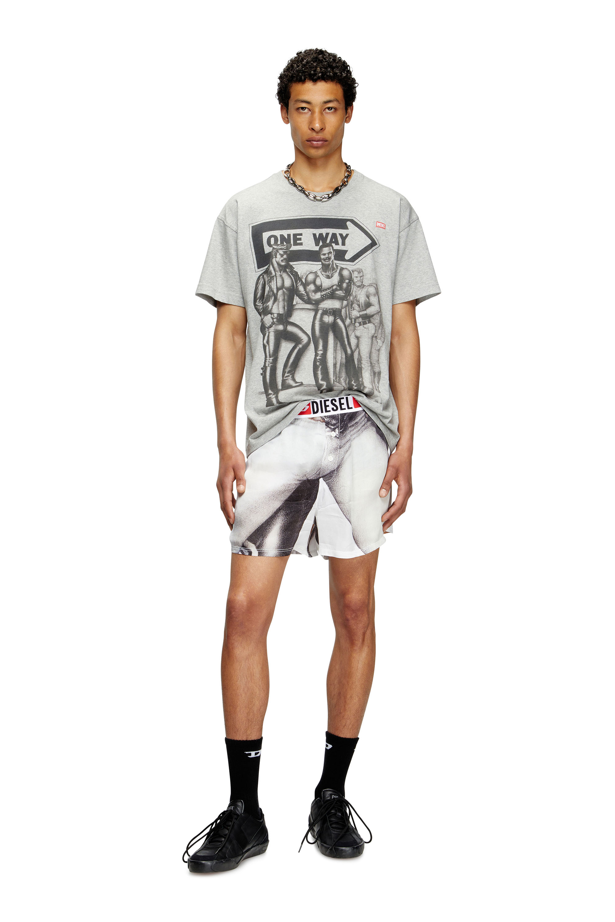 Diesel - PR-T-NORM-TOM25, Unisex T-Shirt mit Grafik-Print in Grau - 1